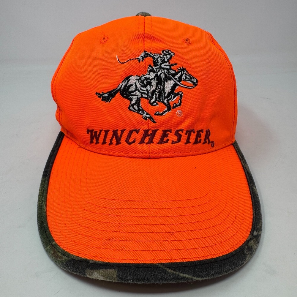 Winchester Orange and Camo Hat Cap Adjustable Embroidered‎ Horse and Rider